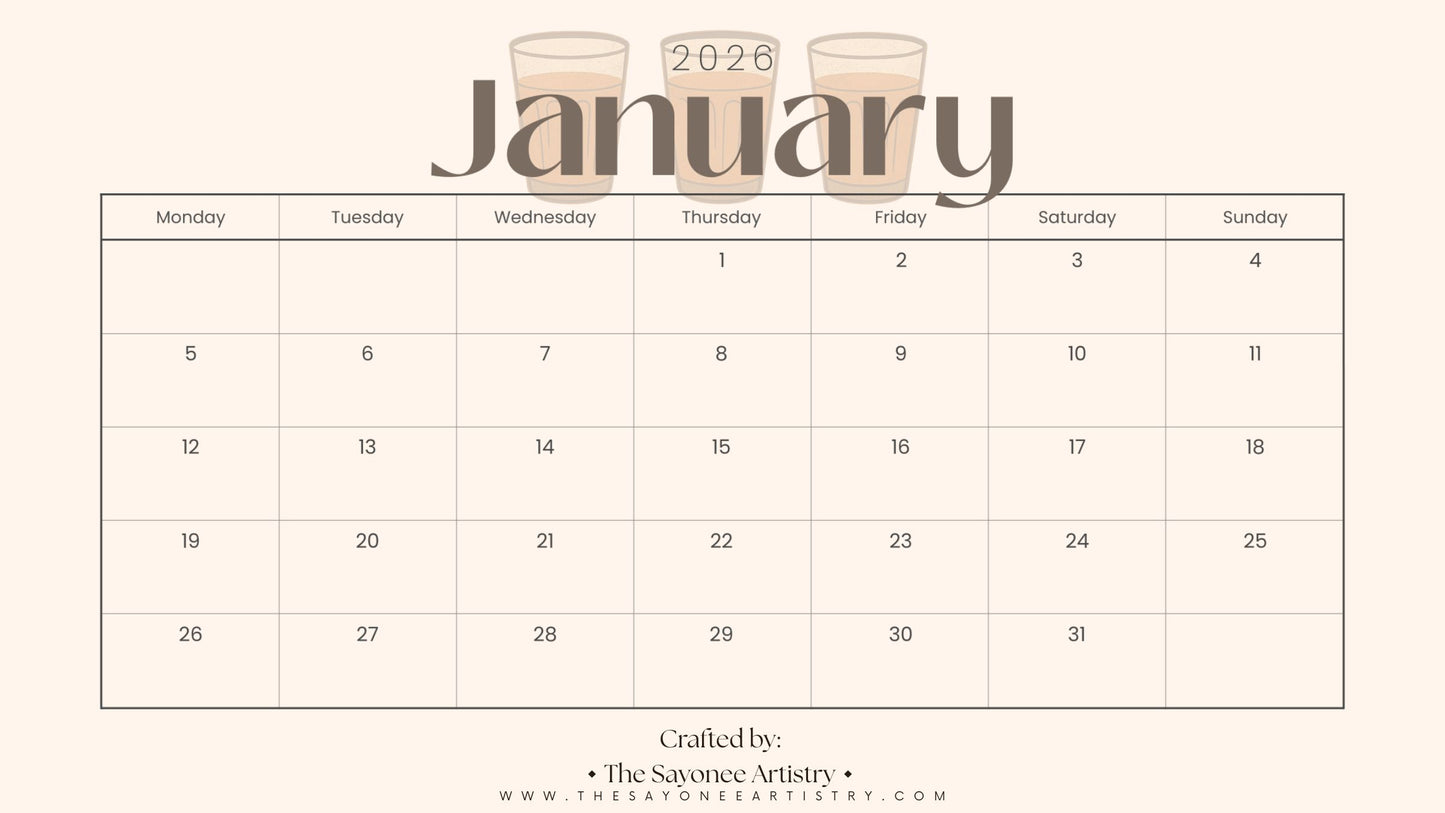 January 2026 Calendar | Freebie